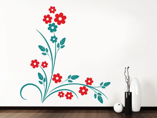 מדבקת קיר | פרחים פינתיים
