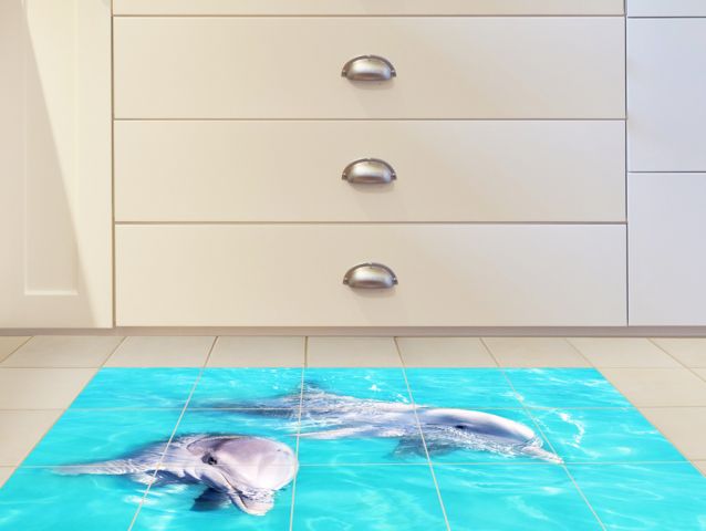 מדבקות רצפה | דולפינים