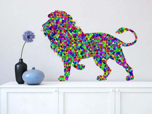 מדבקת קיר  אריה צבעוני מעוצב