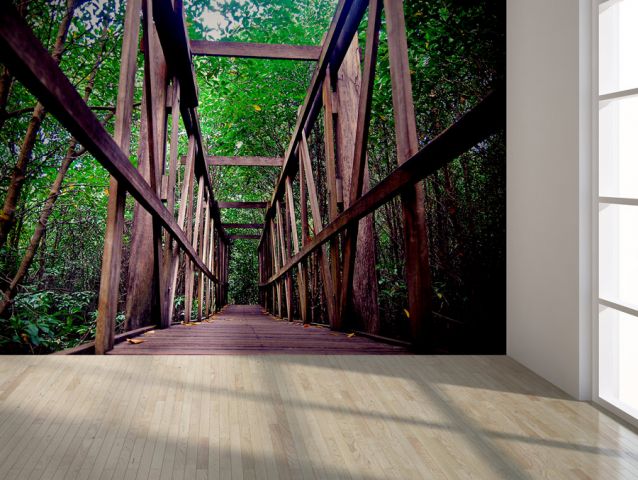 מדבקת טפט | גשר ביער ירוק