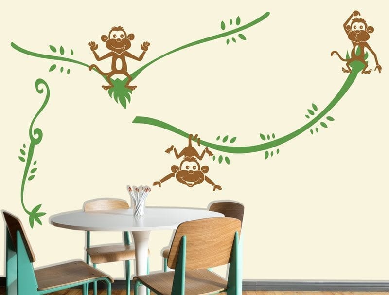 מדבקת קיר | קופים משתוללים
