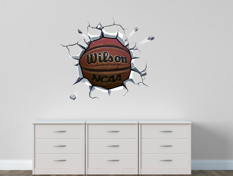 מדבקת קיר | כדורסל תקועה בקיר