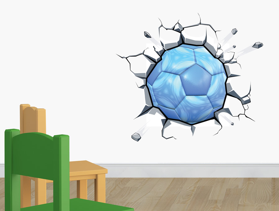 מדבקת קיר | כדורגל תכלת תלת מימדי