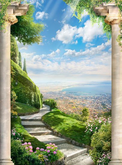 טפט | מדרגות על גבעה ירוקה