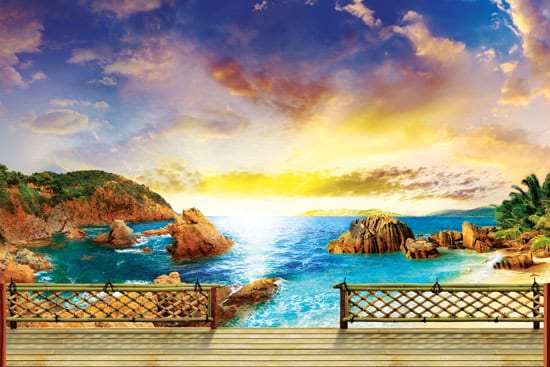 טפט של מרפסת עם נוף יפיפה לים