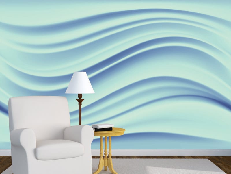 מדבקת טפט | גלים תלת מימדיים כחולים