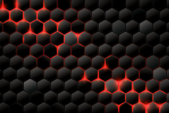 טפט - עיצוב משושים שחורים ואור אדום