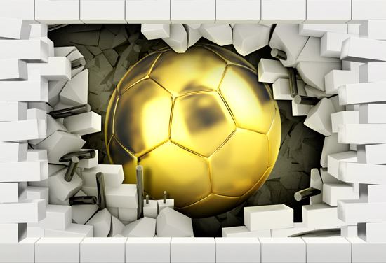 טפט - כדורגל מוזהב יוצא מהקיר