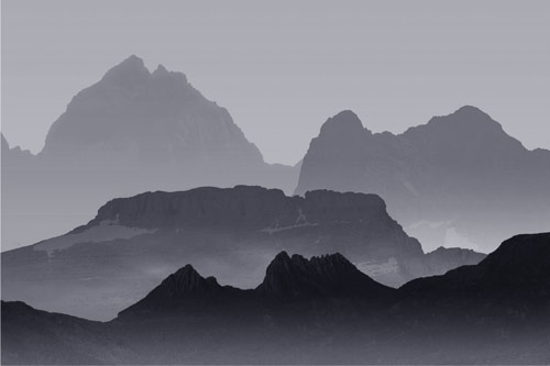 טפט | נוף להרים בצבעי שחור אפור