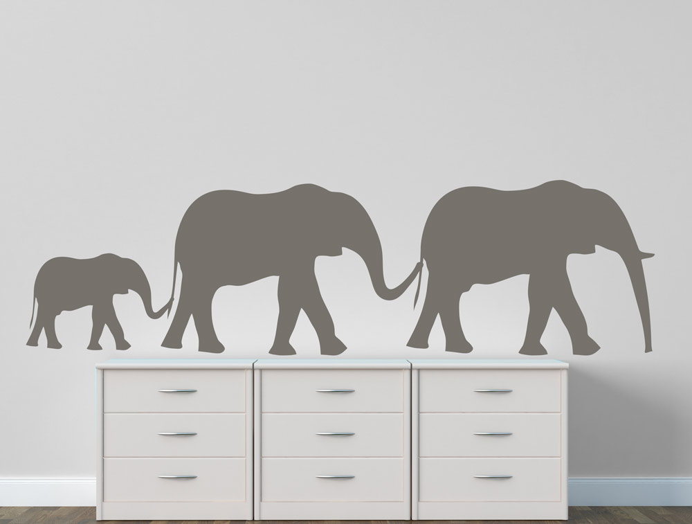 מדבקת קיר - משפחת פילים