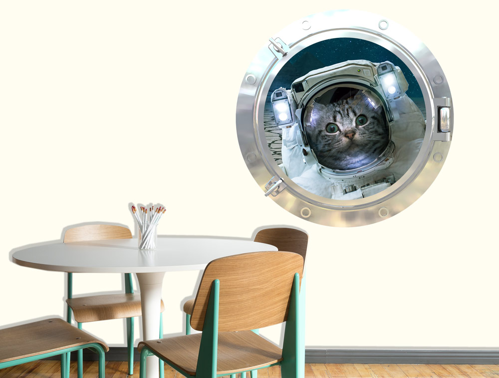 מדבקת קיר - אסטרונאוט חתלתול חמוד