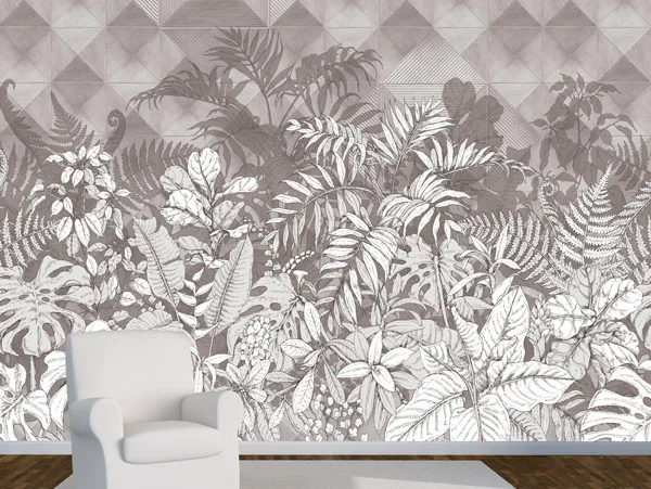 טפט טרופי בעיצוב אבסטרקטי