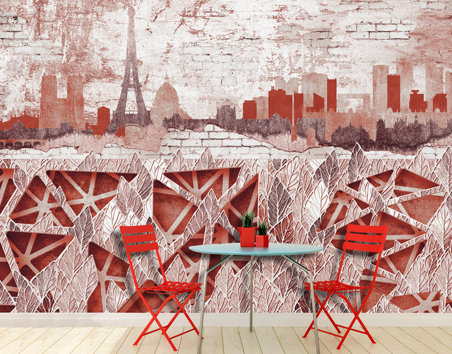 טפט מעוצב של פריז בגווני אדום