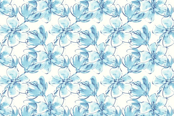 טפט | פרחים כחולים על רקע לבן