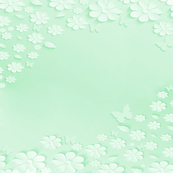 טפט - רקע ירוק עם פרפרים ופרחים