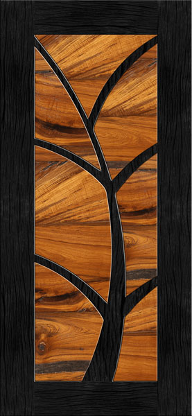 מדבקת טפט לדלת - עיצוב עץ צורני