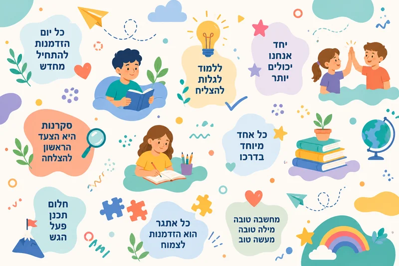 עיצוב גיאומטרי עם צורות צבעוניות ומקצב אחיד, מתאים למרחבי למידה