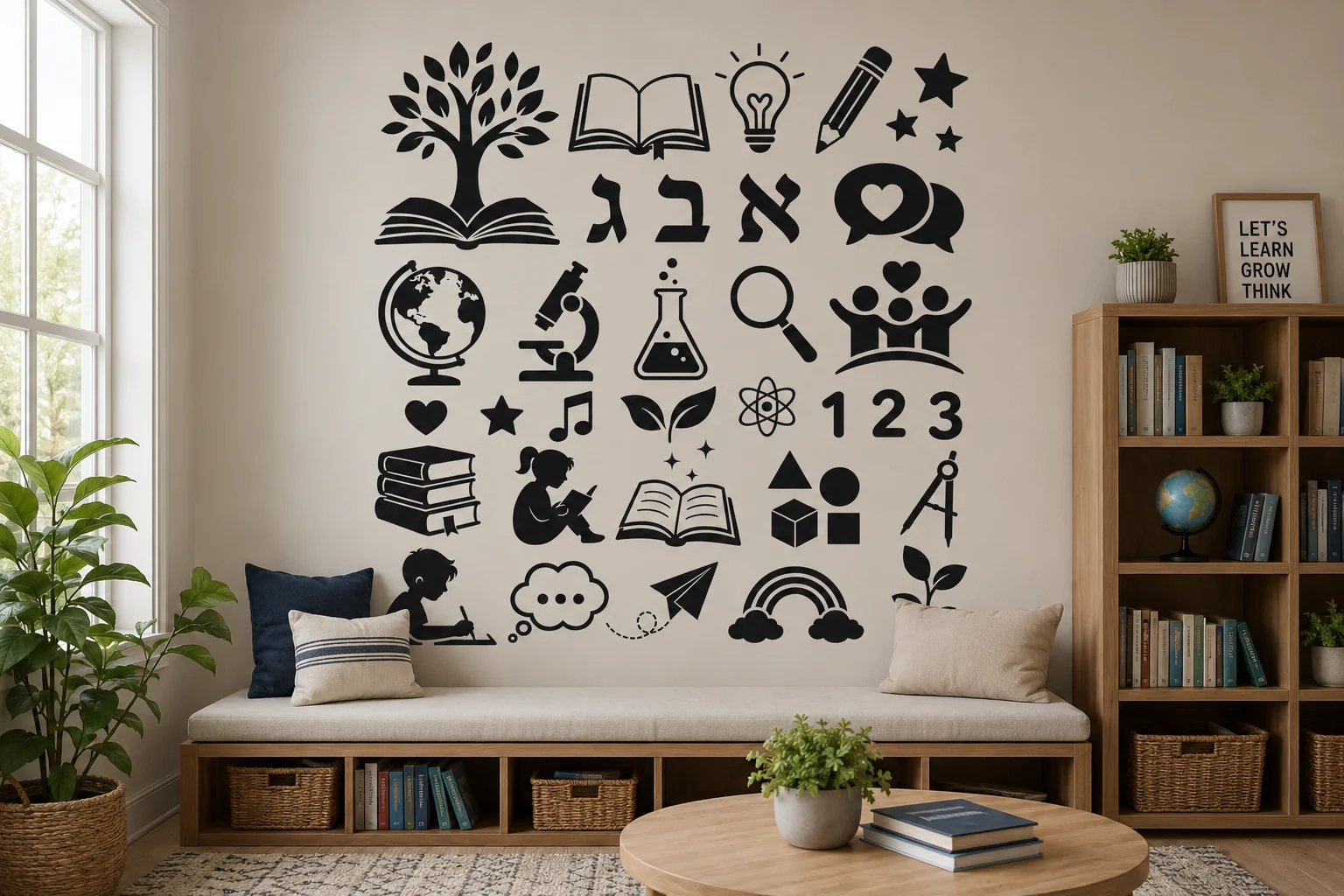 קולאז' סמלים חינוכיים במדבקה
