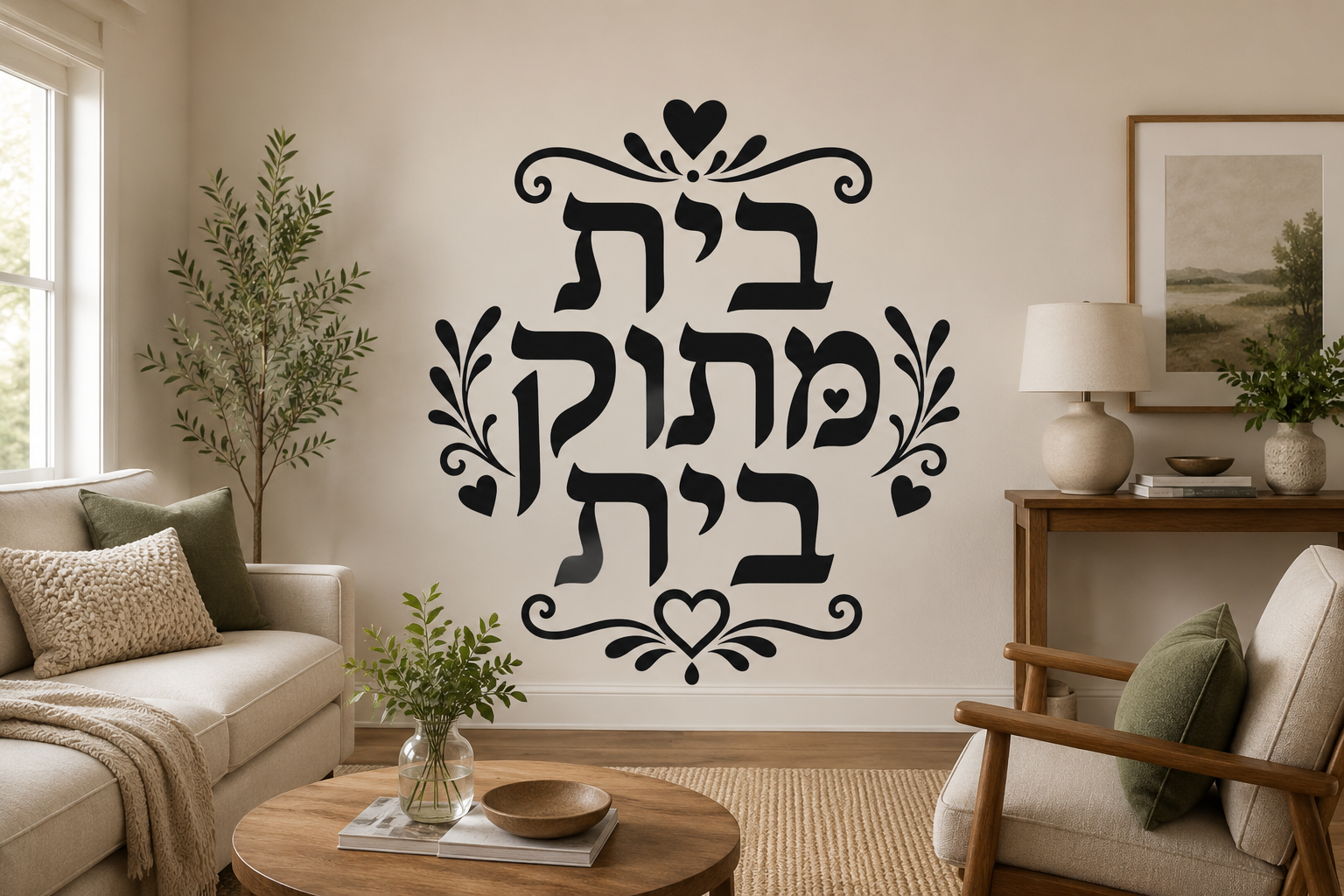 מדבקה בצבע אחיד עם כיתוב 'בית מתוק בית'