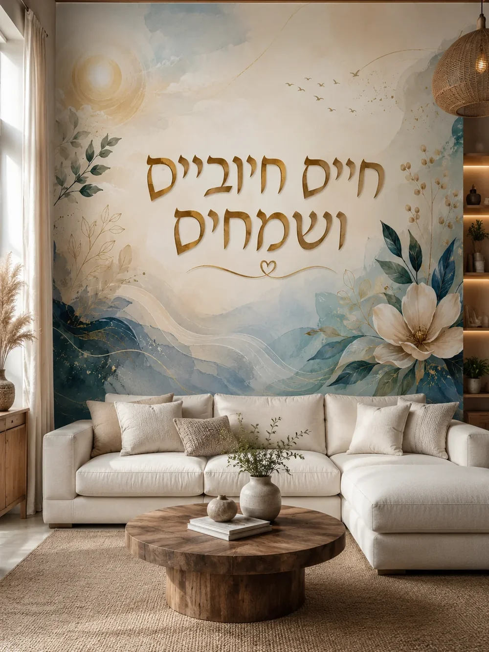 טפט בעיצוב עברי פרחוני