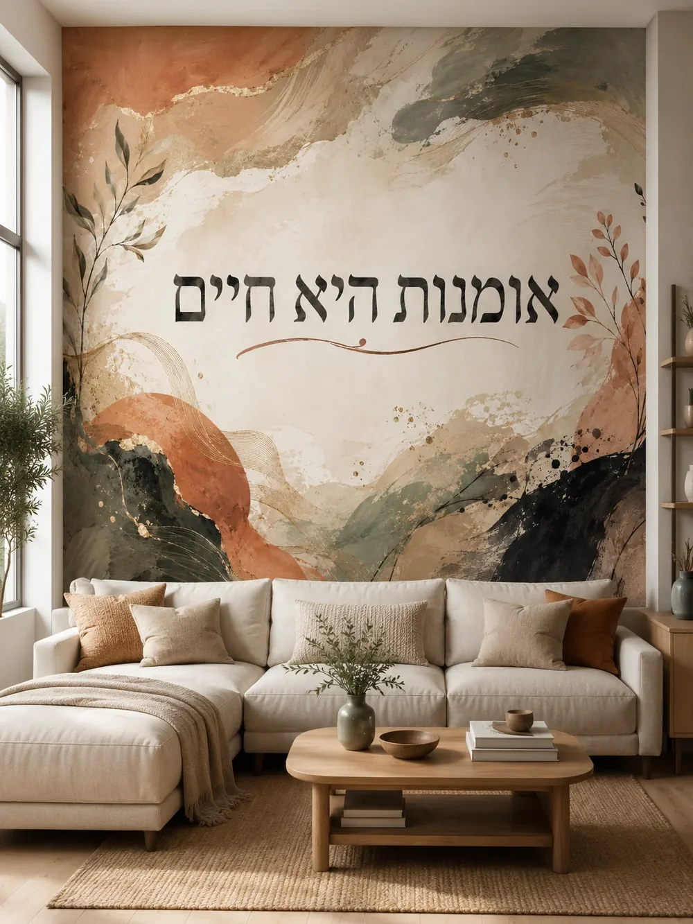 עלווה מופשטת בטון חם