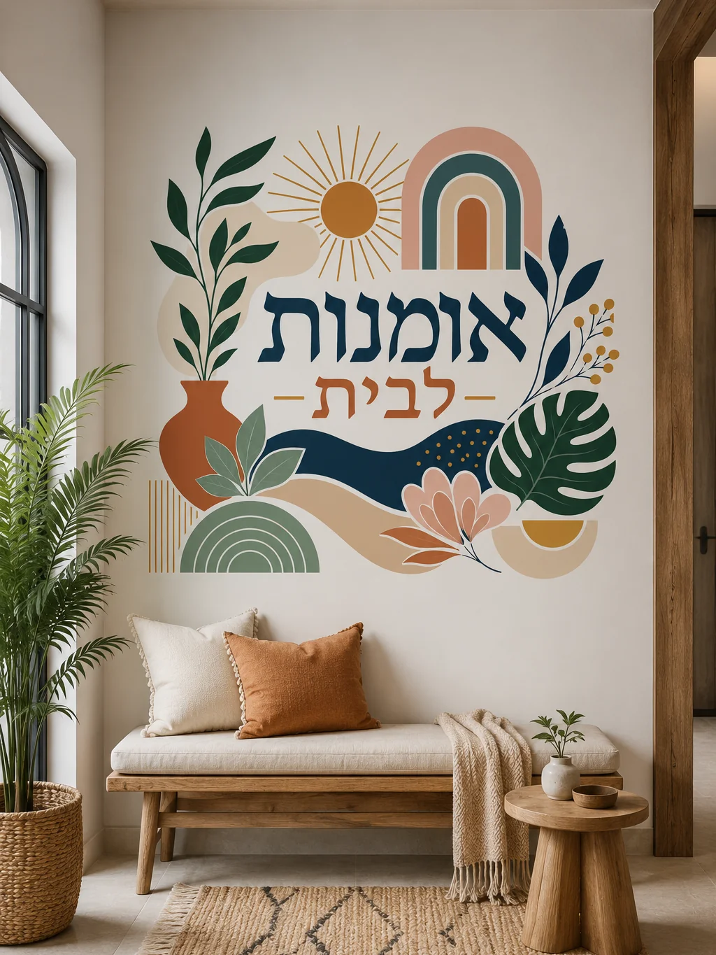 מדבקה בוטנית גיאומטרית צבעונית