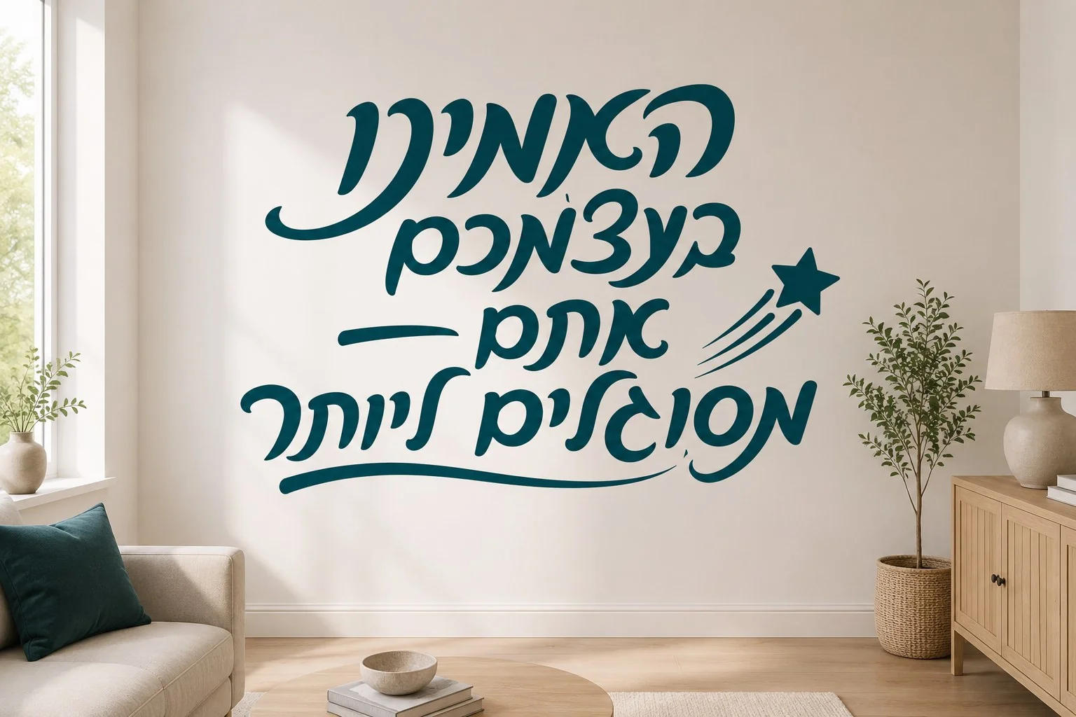 מדבקה עם טקסט עברי וכוכב