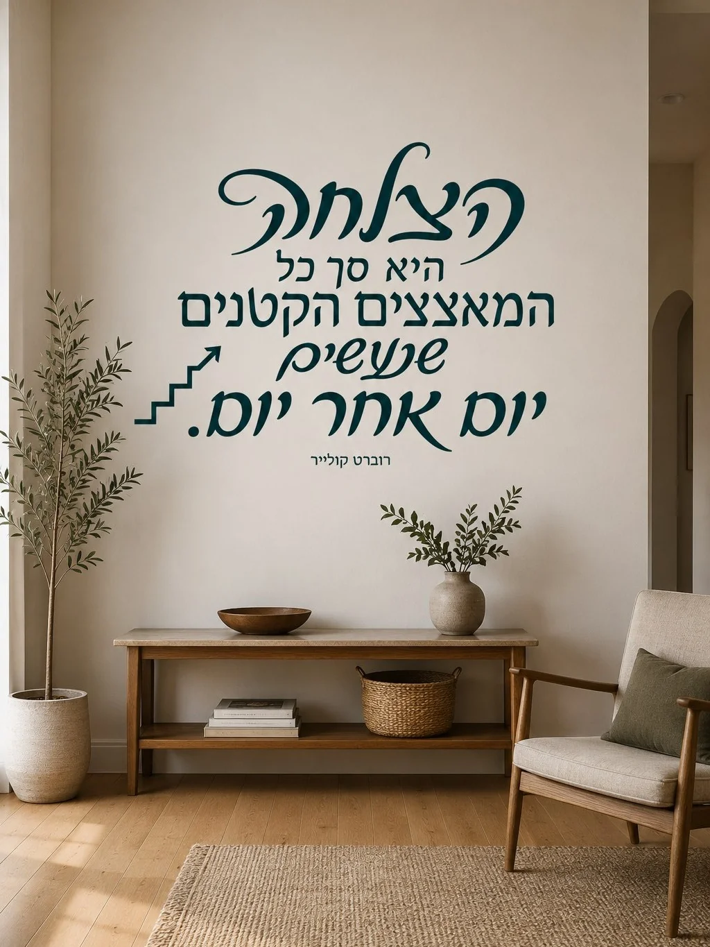 טקסט עברי וחץ שחור מינימליסטי