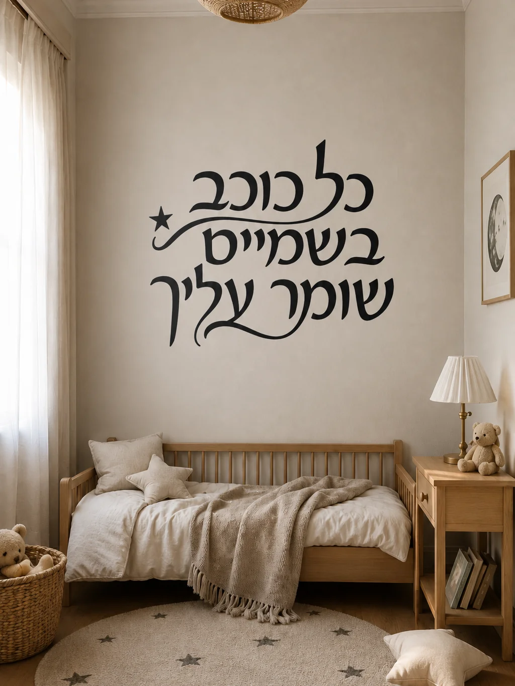 קליגרפיה עברית בשחור עם כוכב
