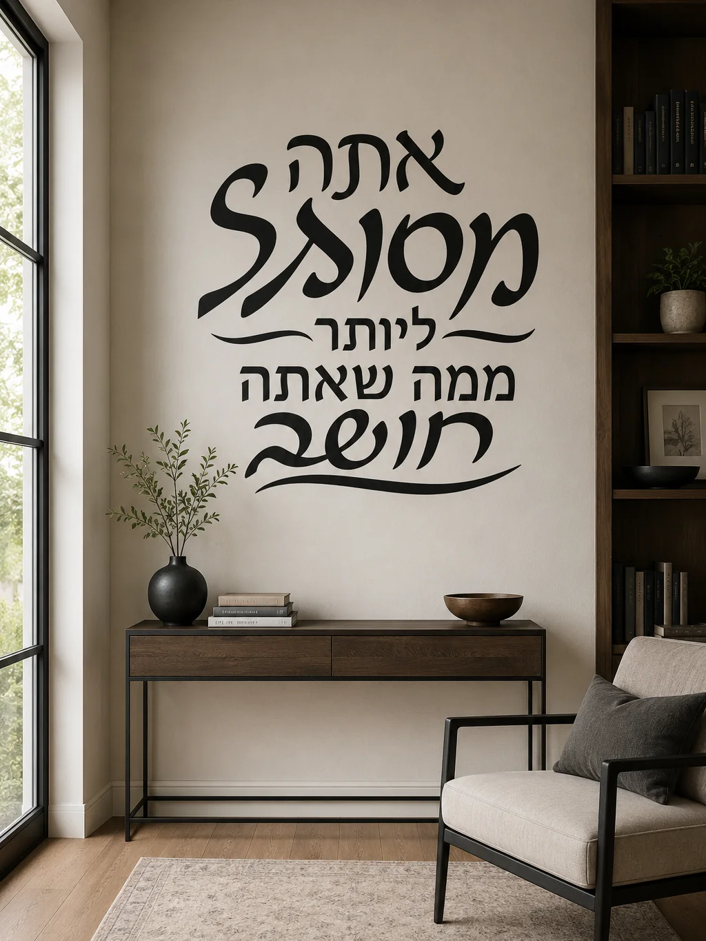 קליגרפיית שחור לבן בהשראה עברית