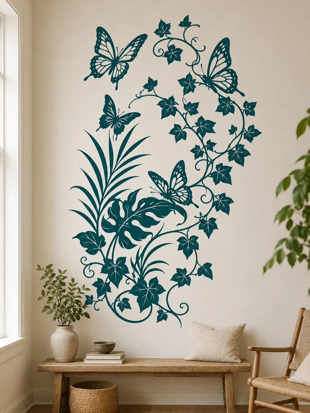פרפרים ועלים בשחור ולבן