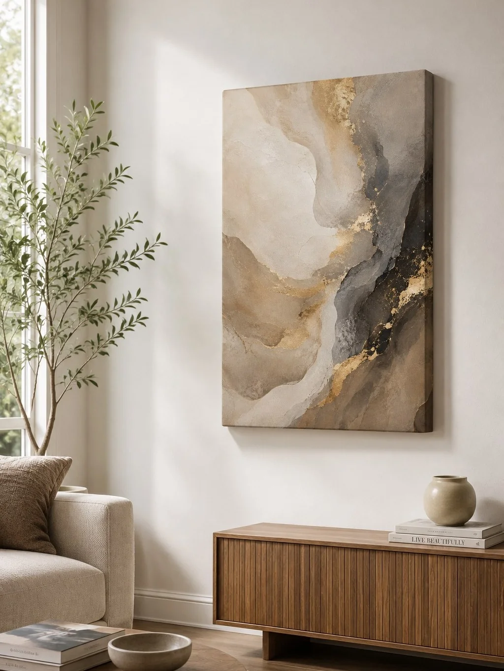 שכבות מופשטות עם זהב על קנבס