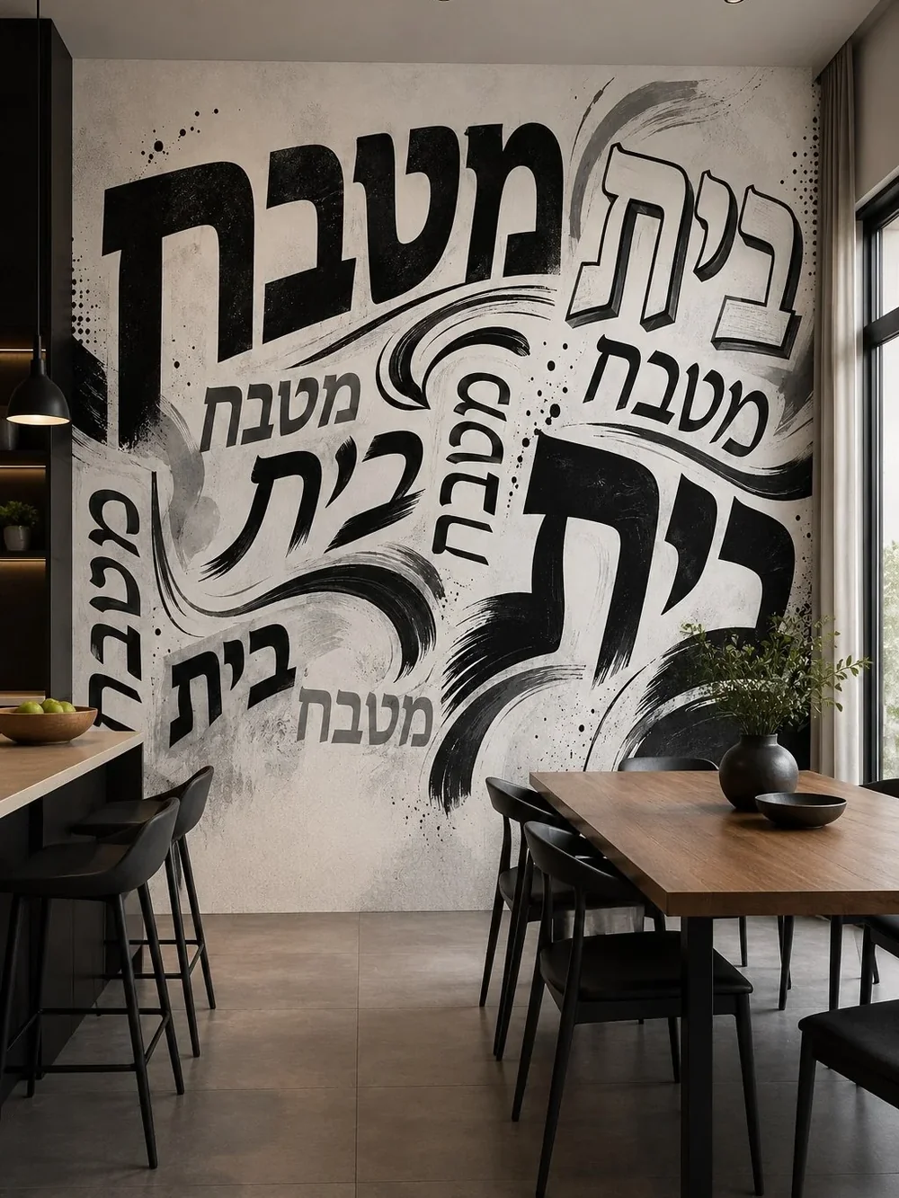 קליגרפיה עברית נועזת בשחור ולבן