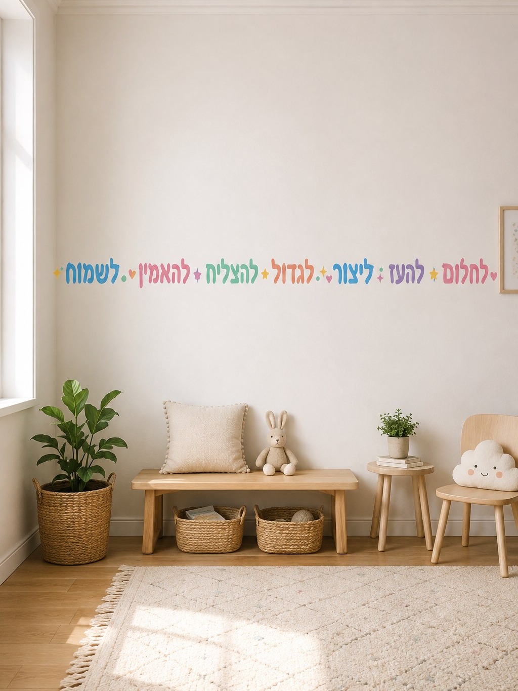 מדבקת מילים מעודדות בגווני פסטל