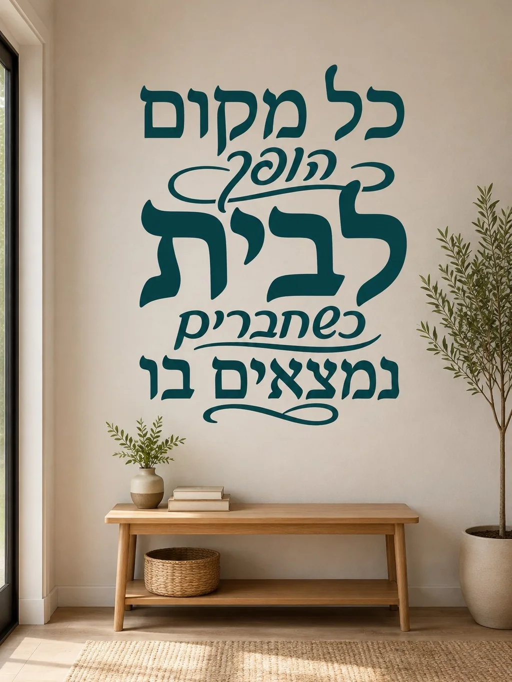 טקסט קליגרפי בעברית על מדבקה