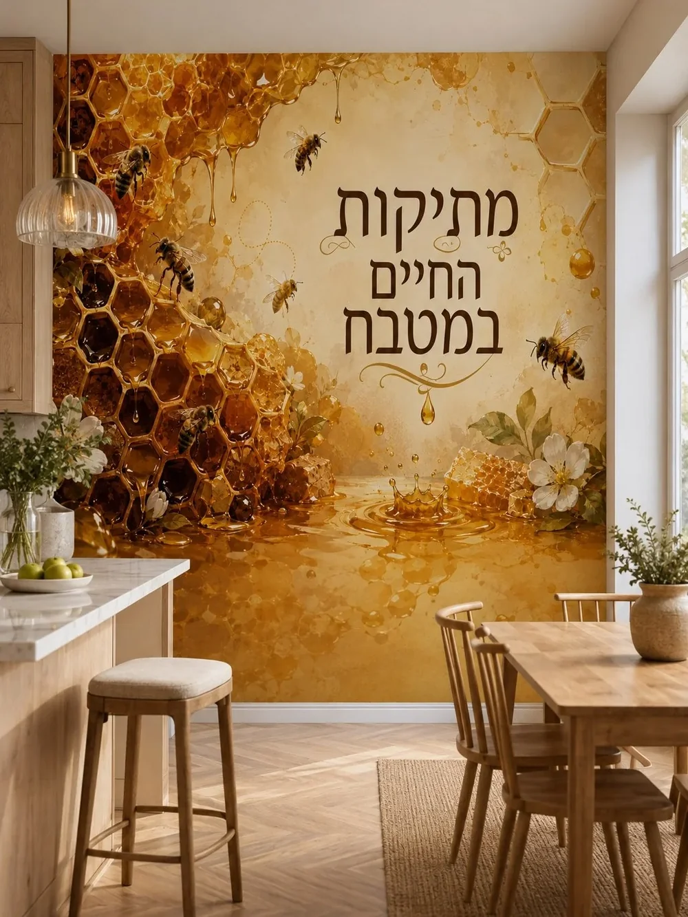 דבורים על חלת דבש נוצצת
