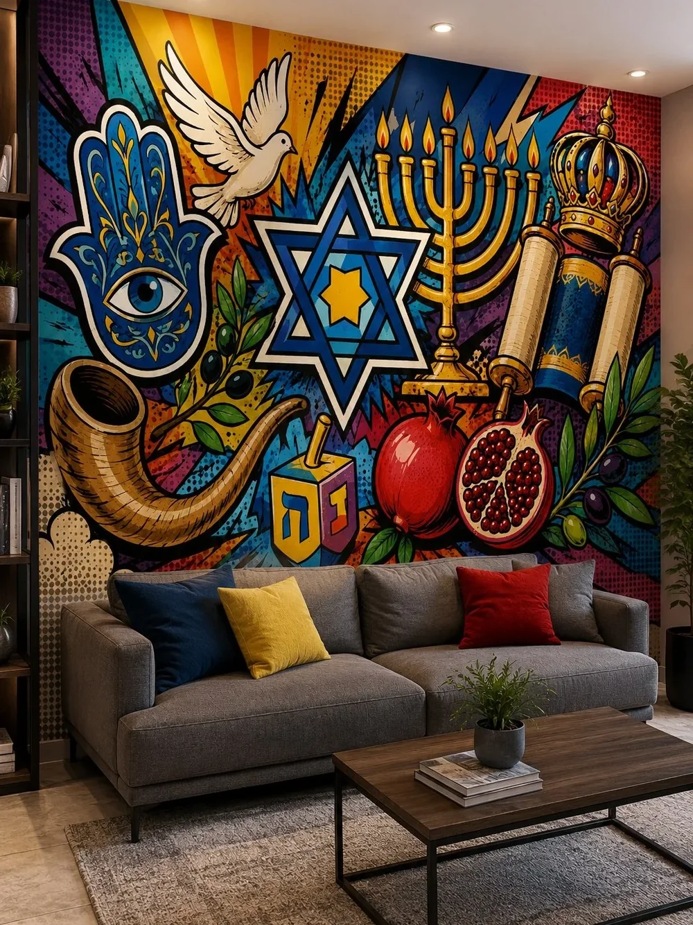 סמלים יהודיים בצבעי קומיקס