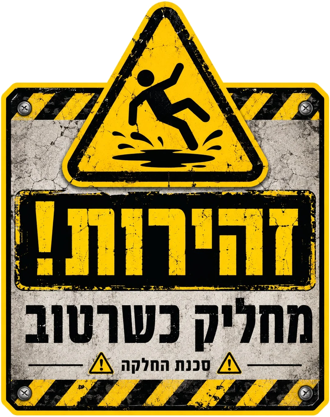 זהירות: מדבקת ריצפה רטובה