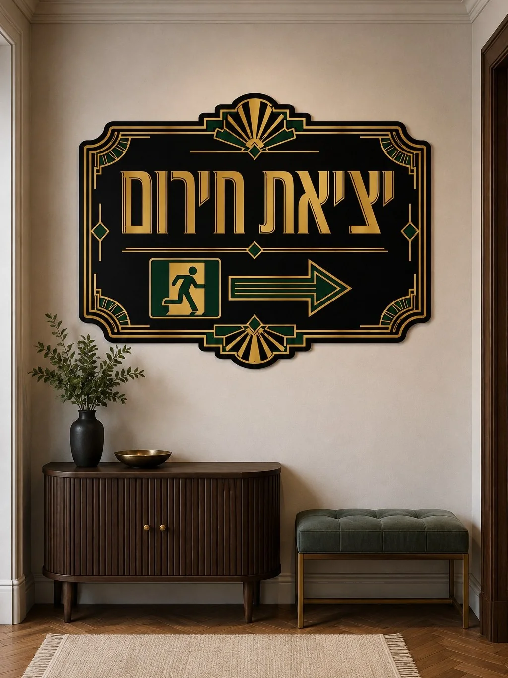 שלט יציאה אר דקו בצבעים זוהרים