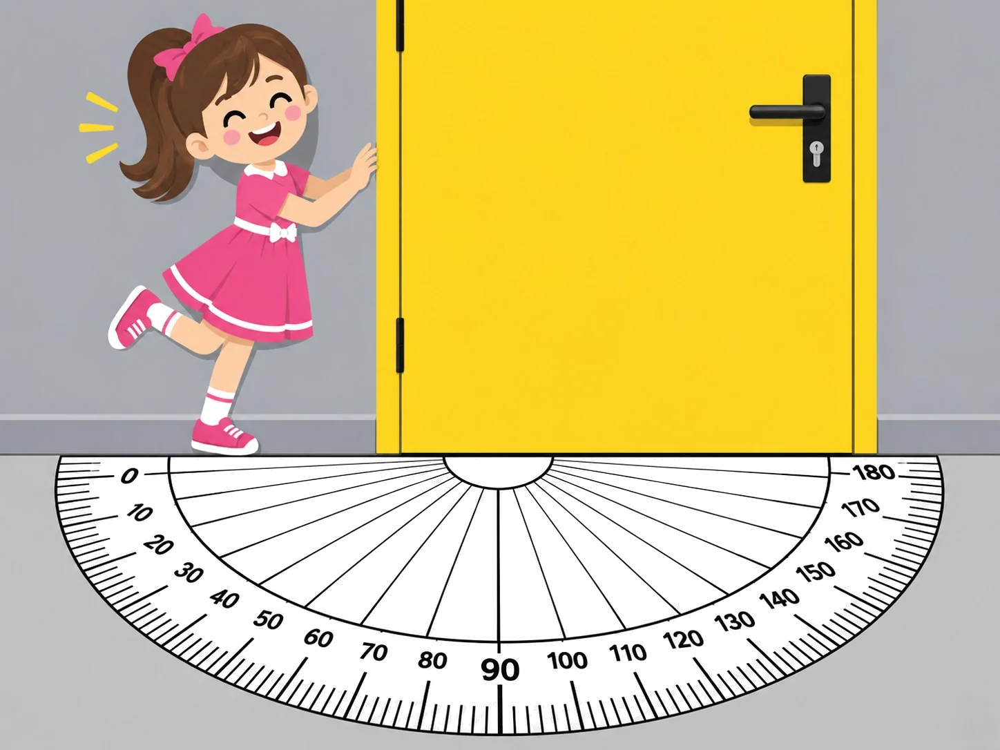 ילדה מצוירת ודלת צהובה