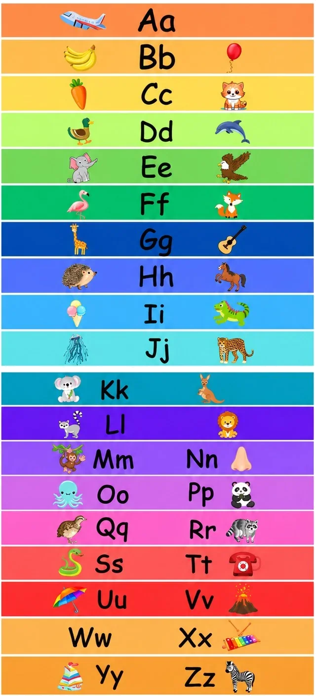 אלפבית צבעוני ולימודי
