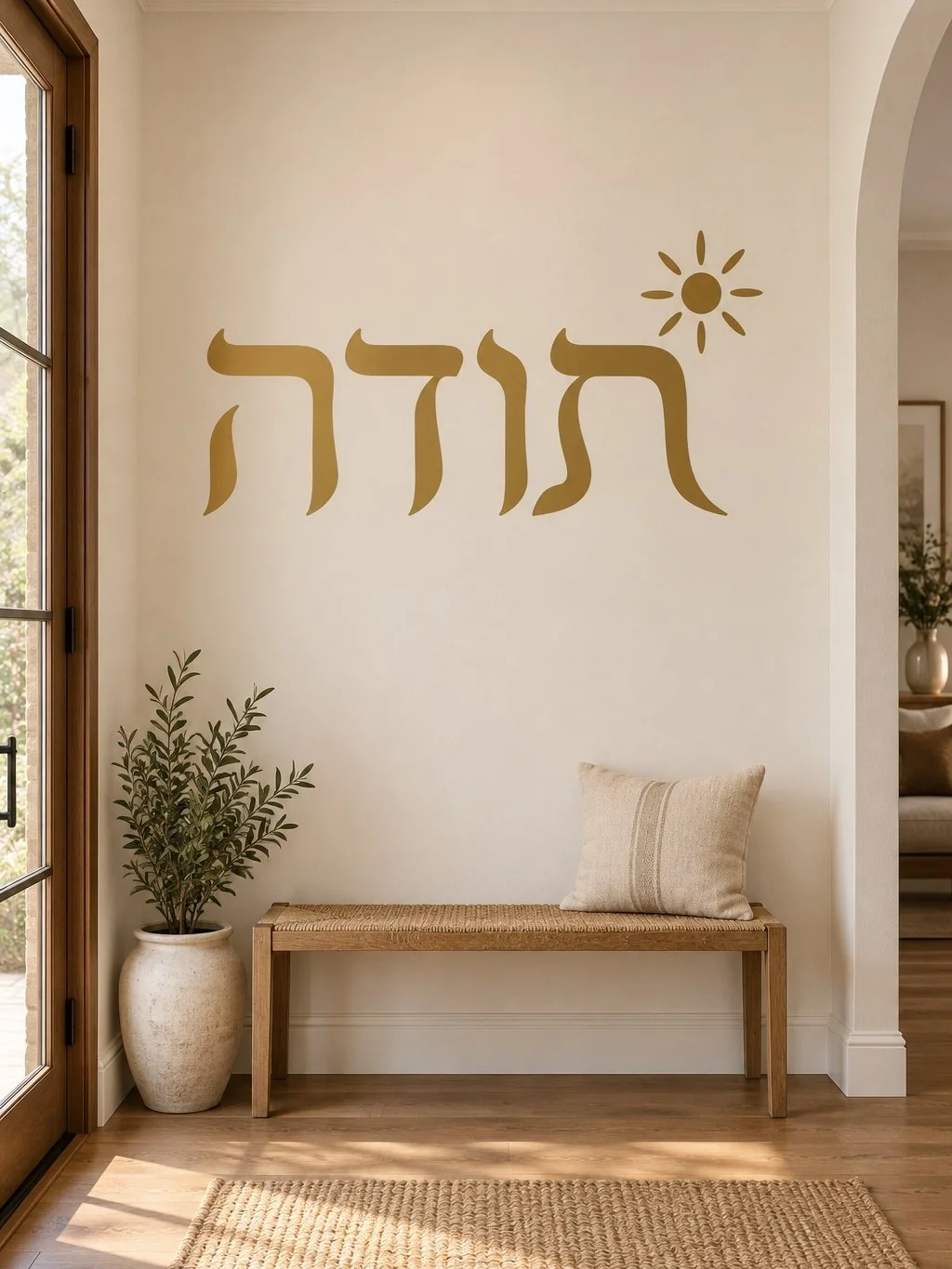 מדבקת טקסט עברי עם סמל שמש