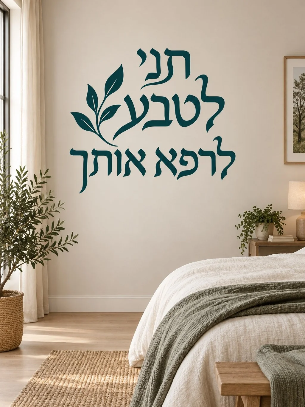 טקסט עברי עם עלים